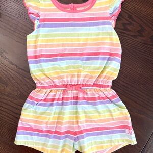 RuffleButts Girls Rainbow Striped Romper